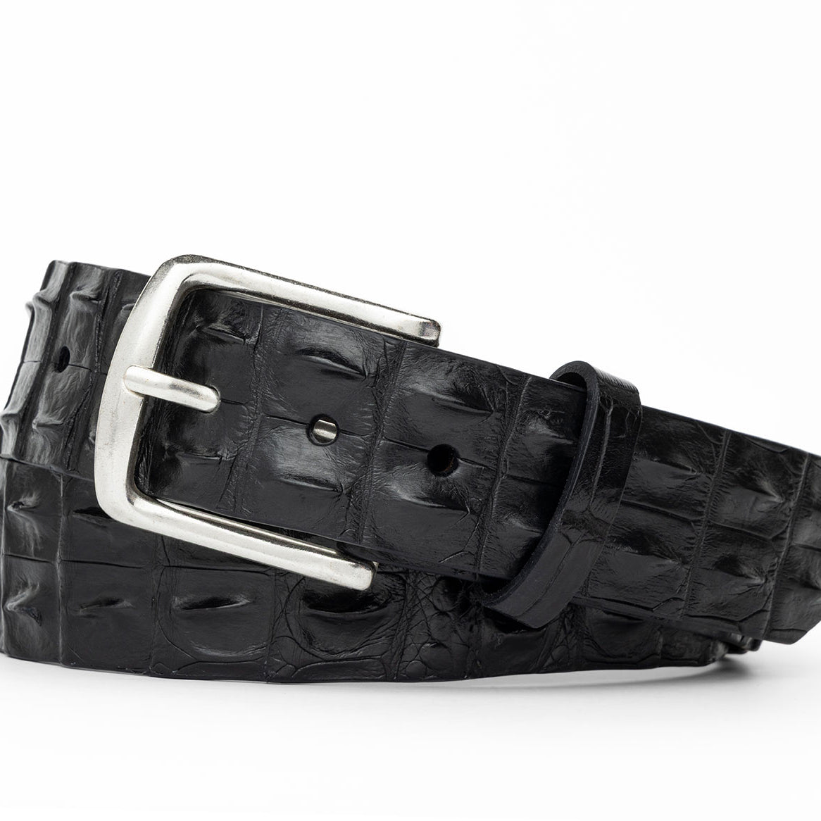 Hornback Crocodile Belt with Brushed Nickel Buckle