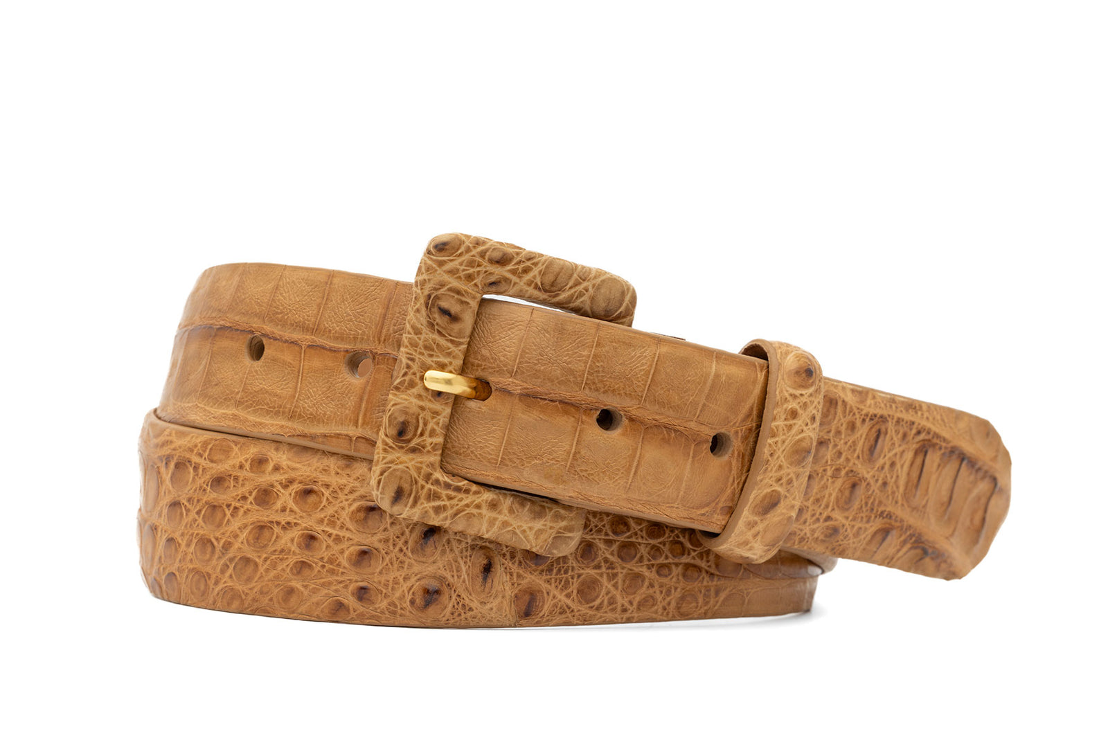 Caiman Crocodile Belt with Covered Buckle