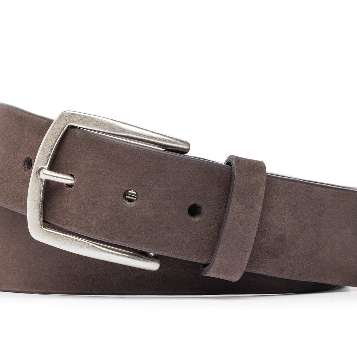 Nubuck Calf Belt with Antique Silver Buckle