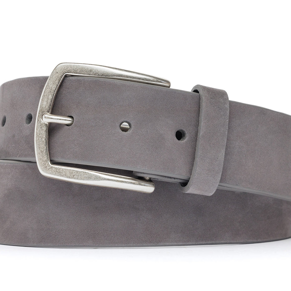 Nubuck Calf Belt with Antique Silver Buckle