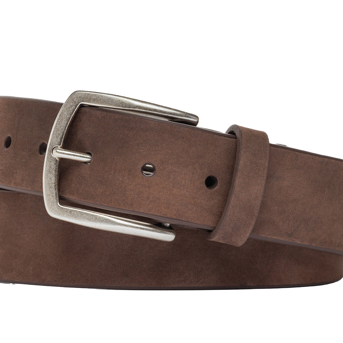 Nubuck Calf Belt with Antique Silver Buckle