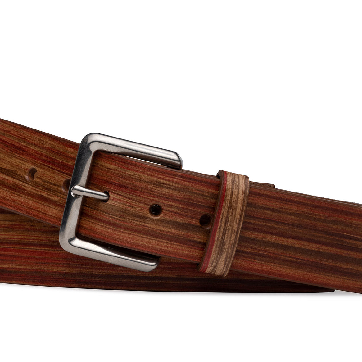 Striped Calf Belt with Antique Nickel Buckle