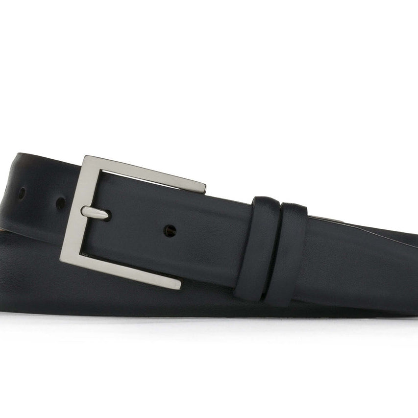 Semi-Matte Calf Belt with Brushed Nickel Buckle