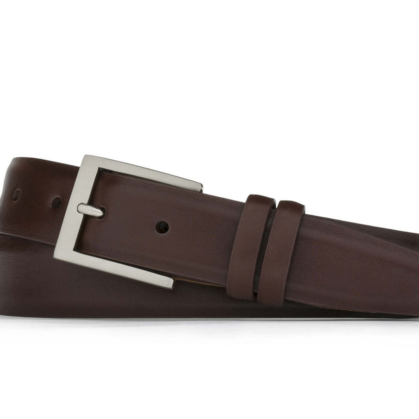 Semi-Matte Calf Belt with Brushed Nickel Buckle