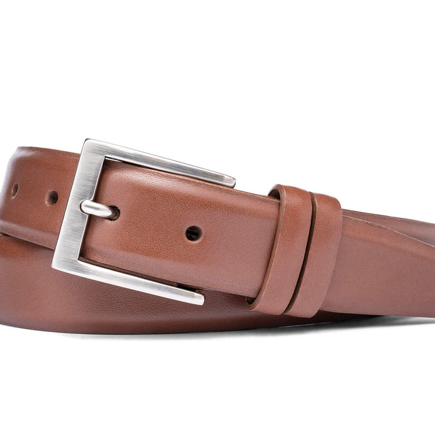Semi-Matte Calf Belt with Brushed Nickel Buckle