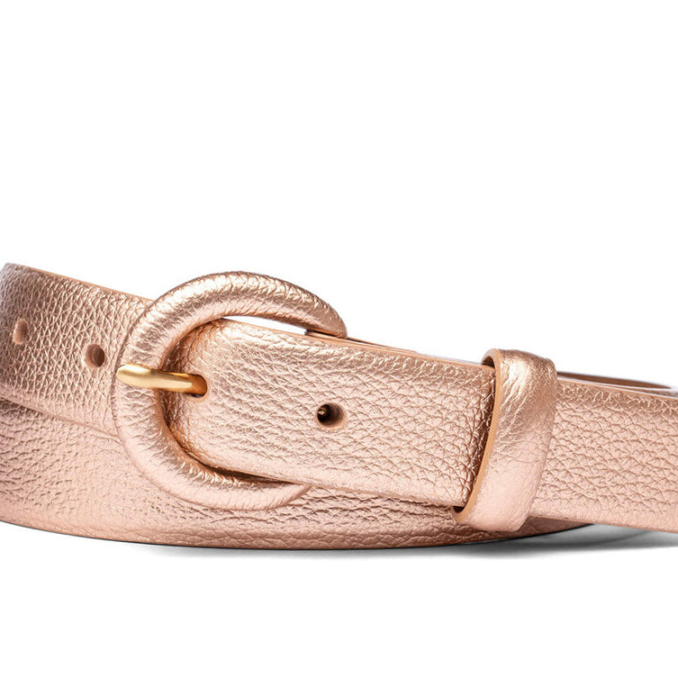 Metallic Calf Belt with Covered Buckle