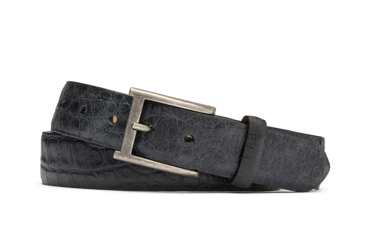 Distressed Embossed Crocodile Belt with Antique Buckle