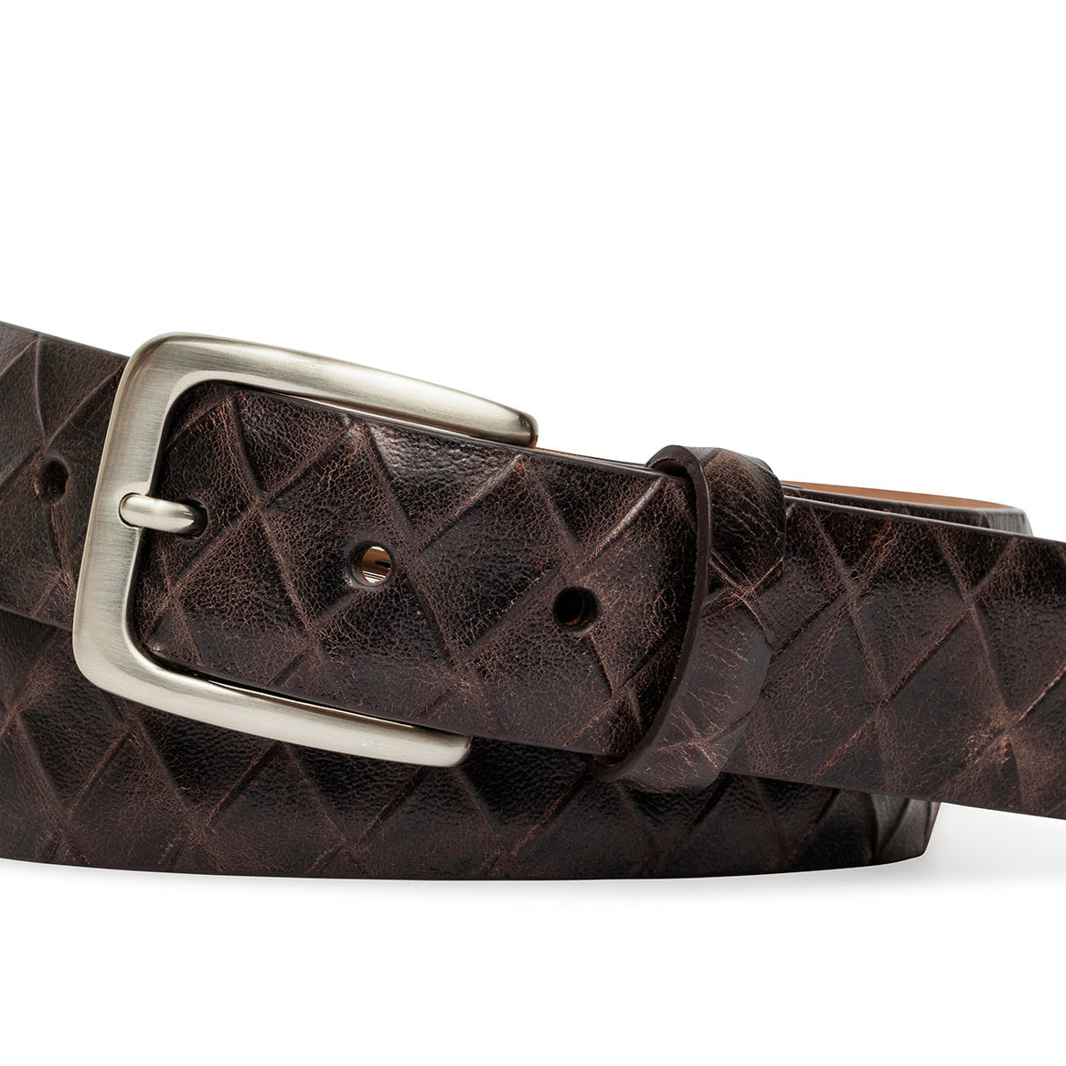 Big Woven Calf Belt with Brushed Nickel Buckle