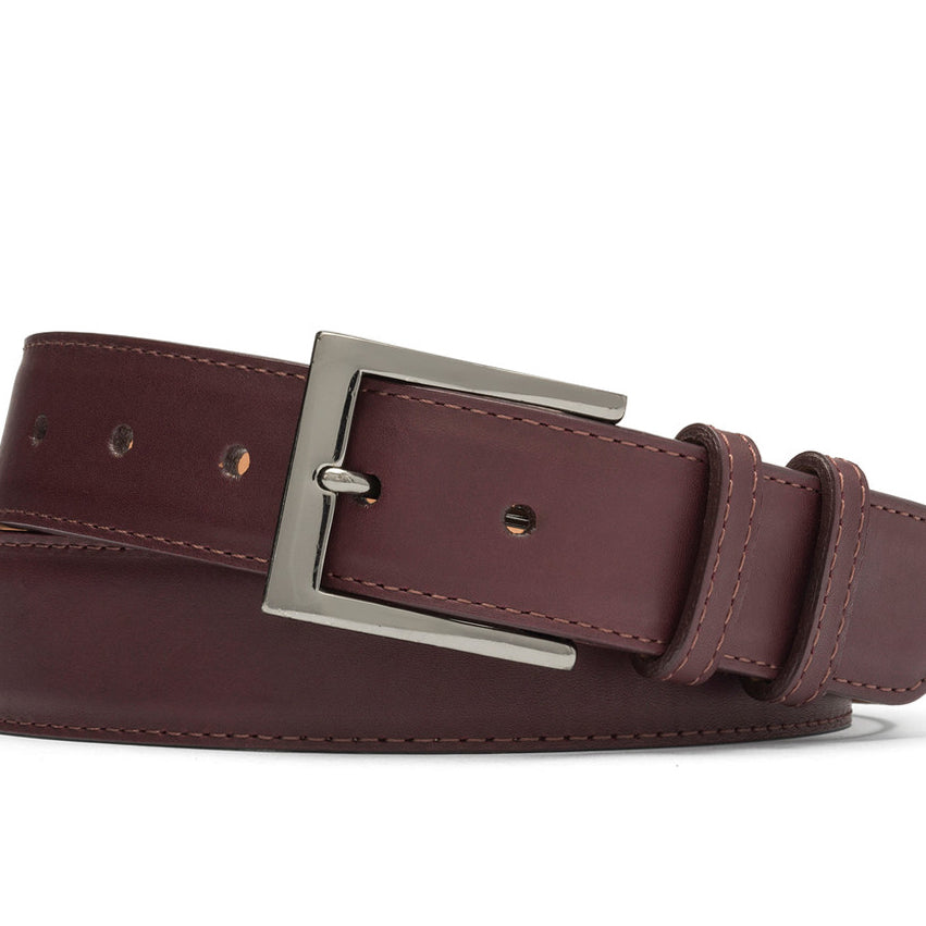 Extra-Long Matte Calf Belt with Gunmetal Buckle