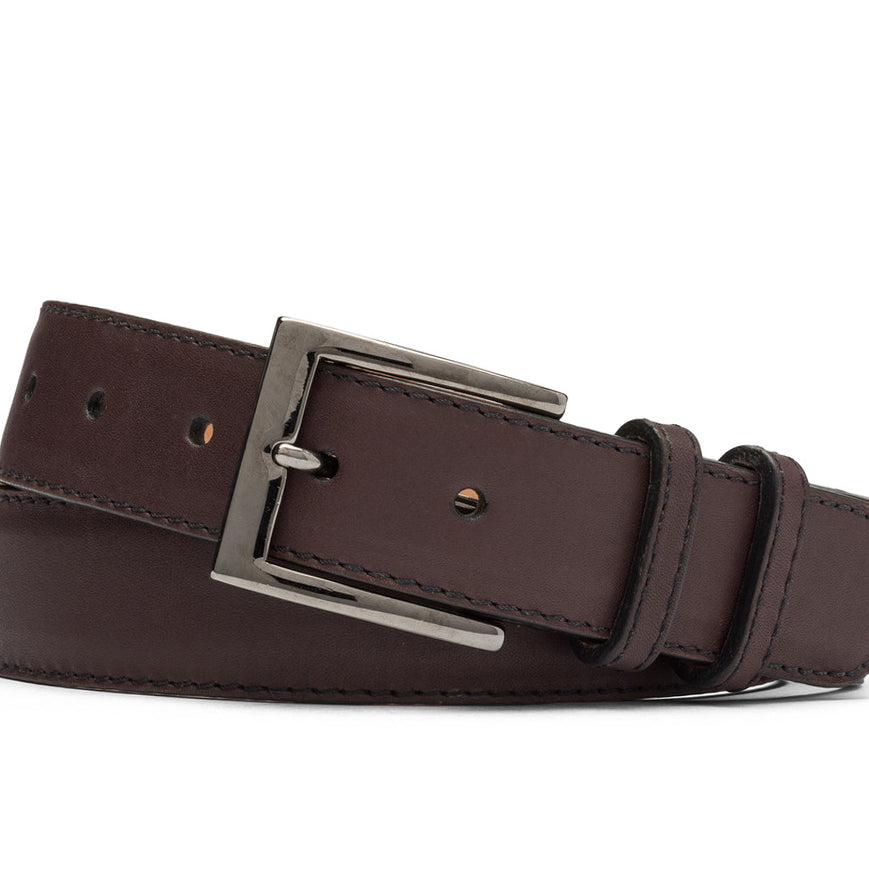 Extra-Long Matte Calf Belt with Gunmetal Buckle