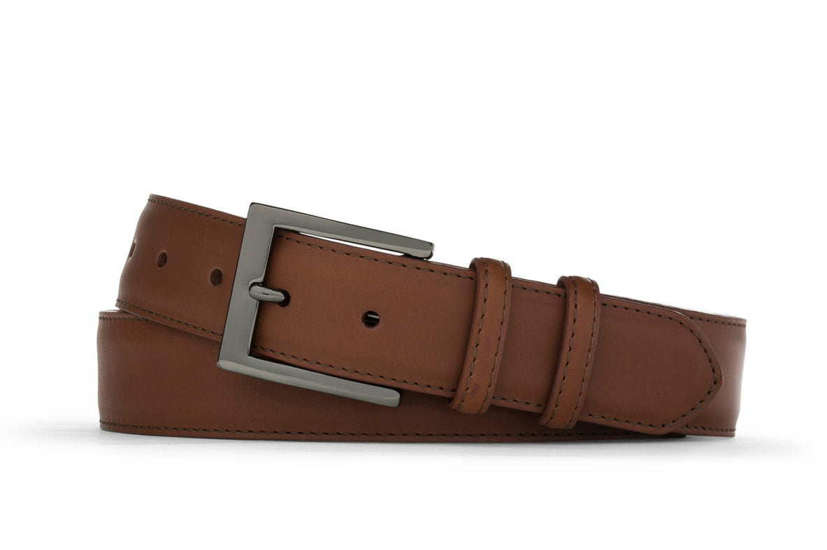 Extra-Long Matte Calf Belt with Gunmetal Buckle