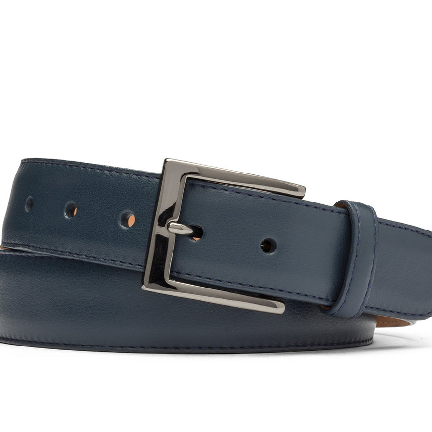 Extra-Long Matte Calf Belt with Gunmetal Buckle