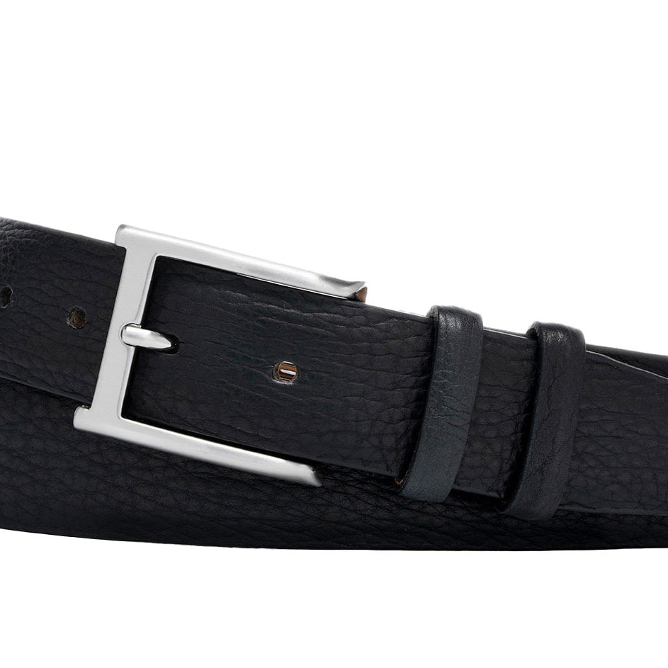 Pebbled Bison Belt with Brushed Nickel Buckle