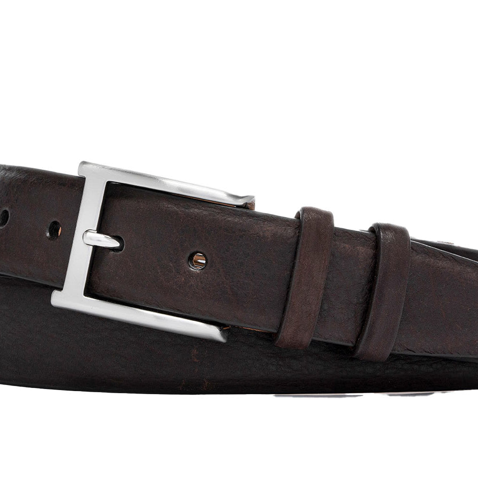 Pebbled Bison Belt with Brushed Nickel Buckle