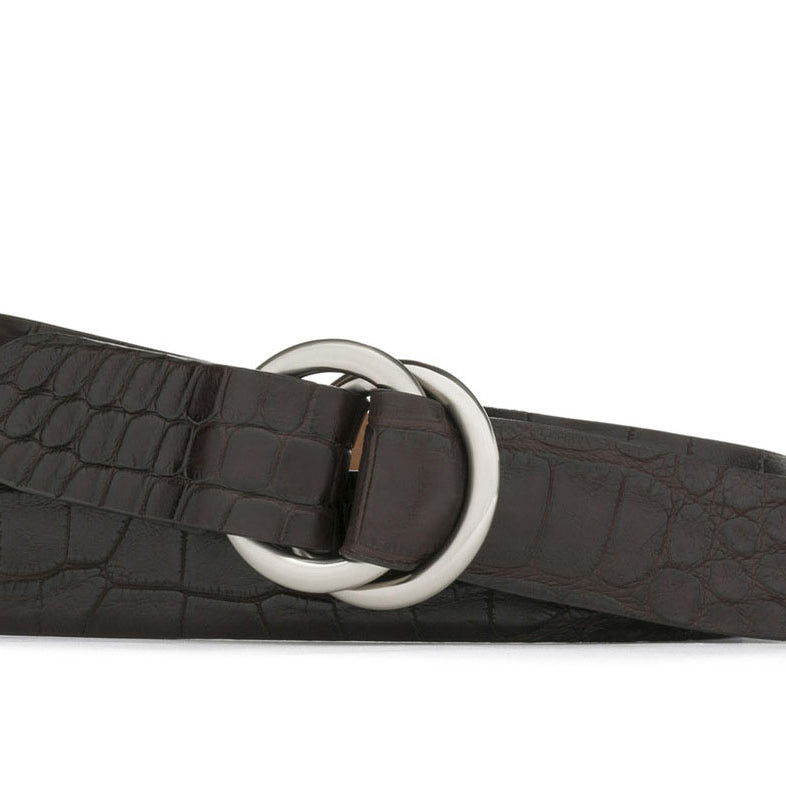 Matte Alligator Belt with O-ring Buckles