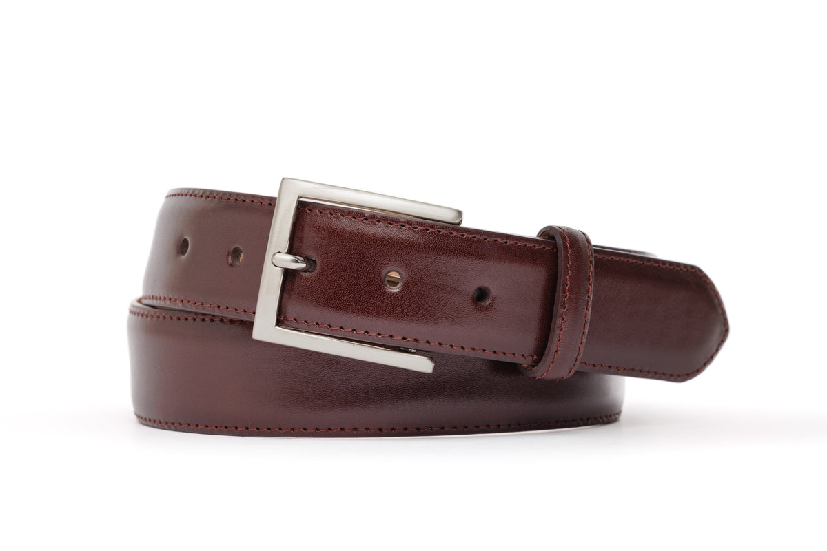 Glazed Calf Belt with Brushed Nickel Buckle