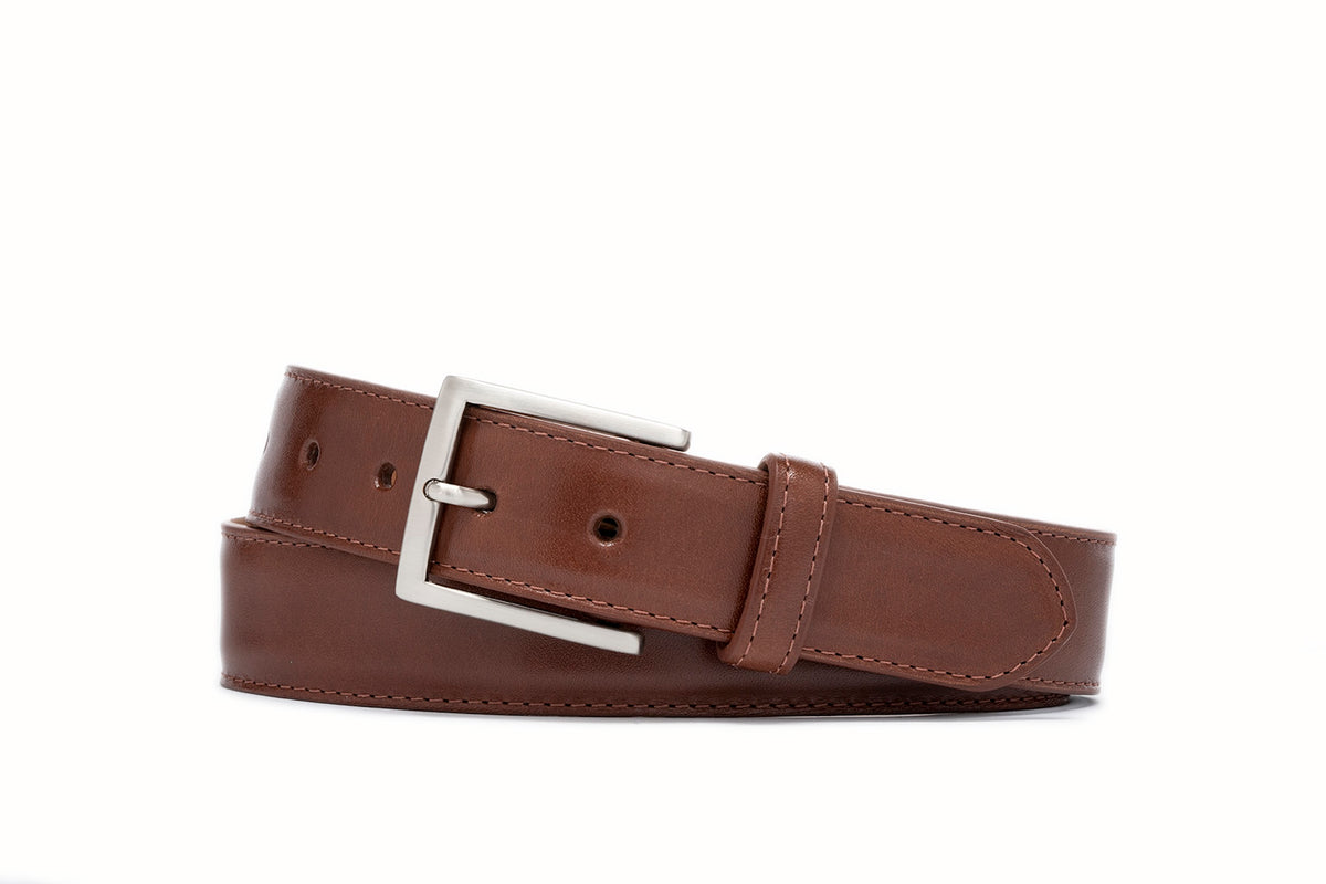 Glazed Calf Belt with Brushed Nickel Buckle