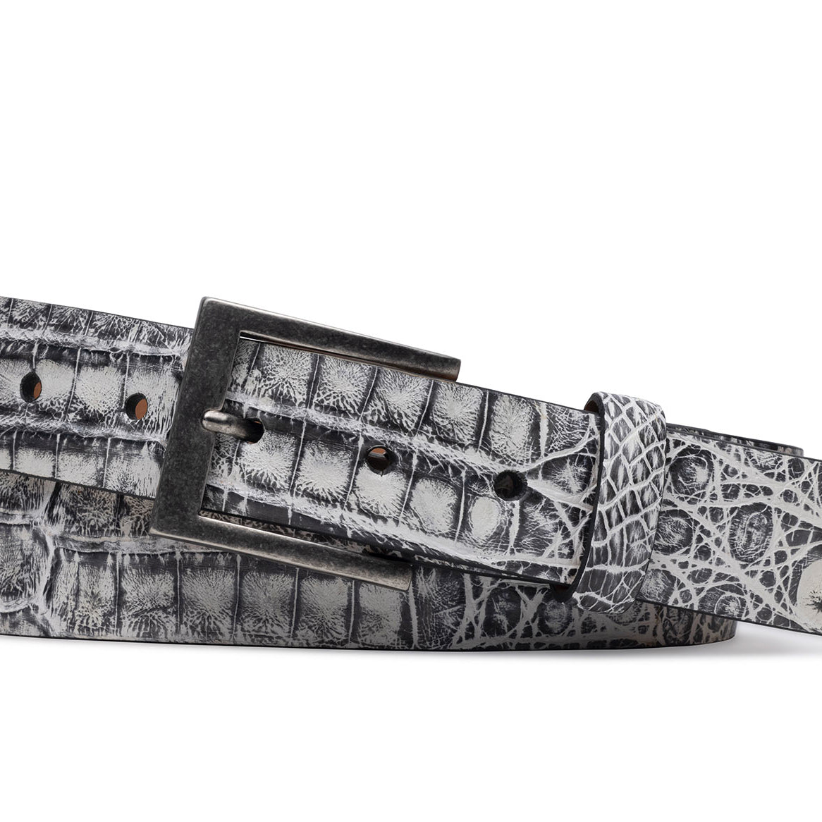 Vintage Crocodile Belt with Antique Nickel Buckle