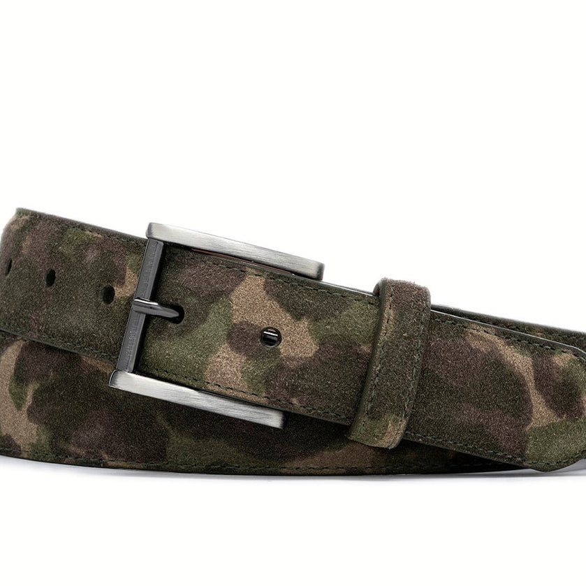 Sueded Camo Belt with Gunmetal Buckle