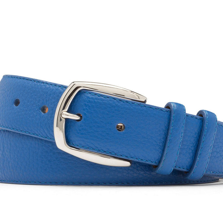Pebbled Calf Belt with Nickel Buckle