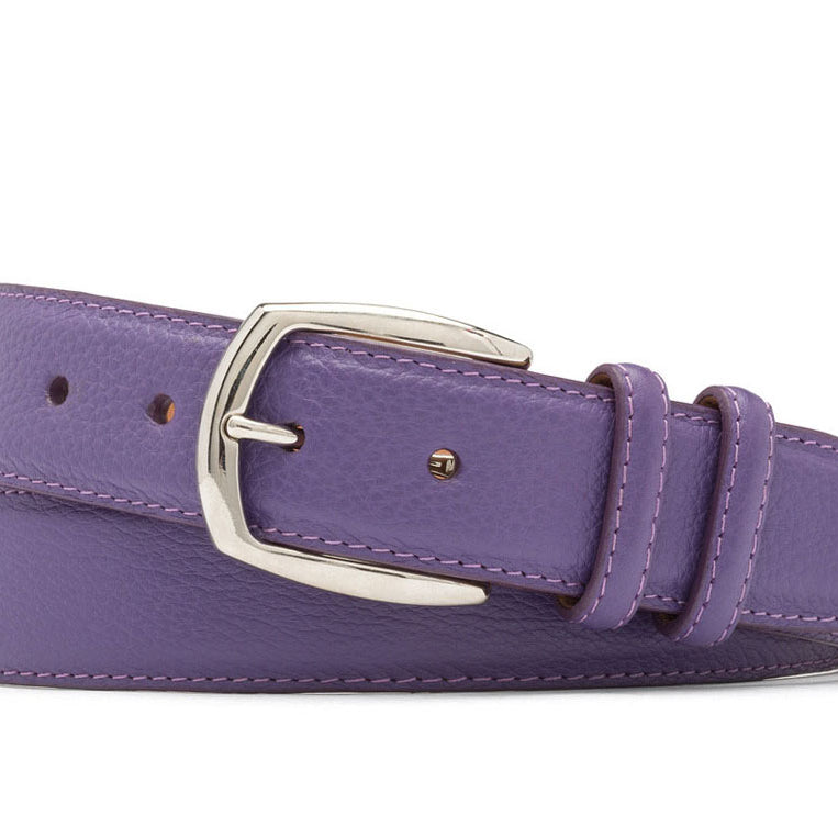 Pebbled Calf Belt with Nickel Buckle