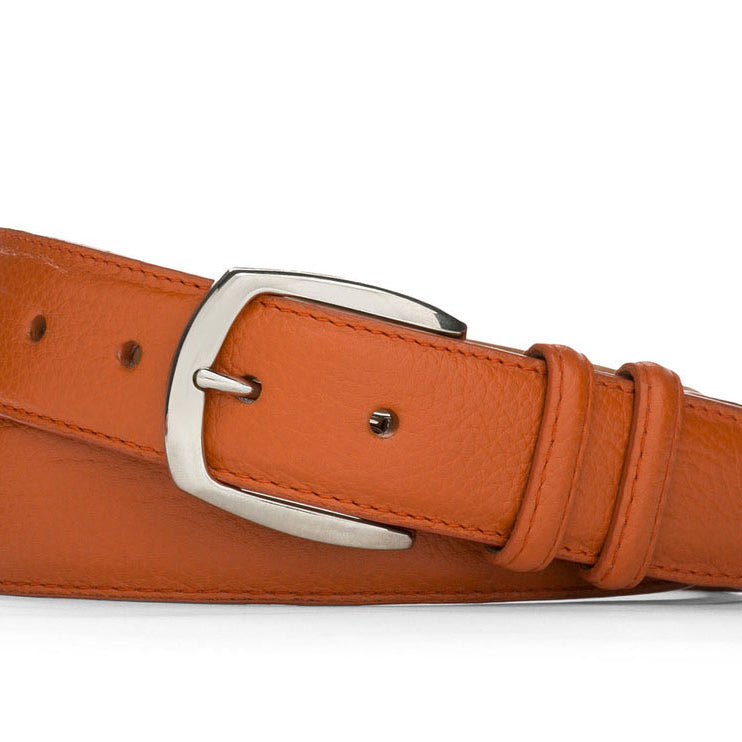 Pebbled Calf Belt with Nickel Buckle
