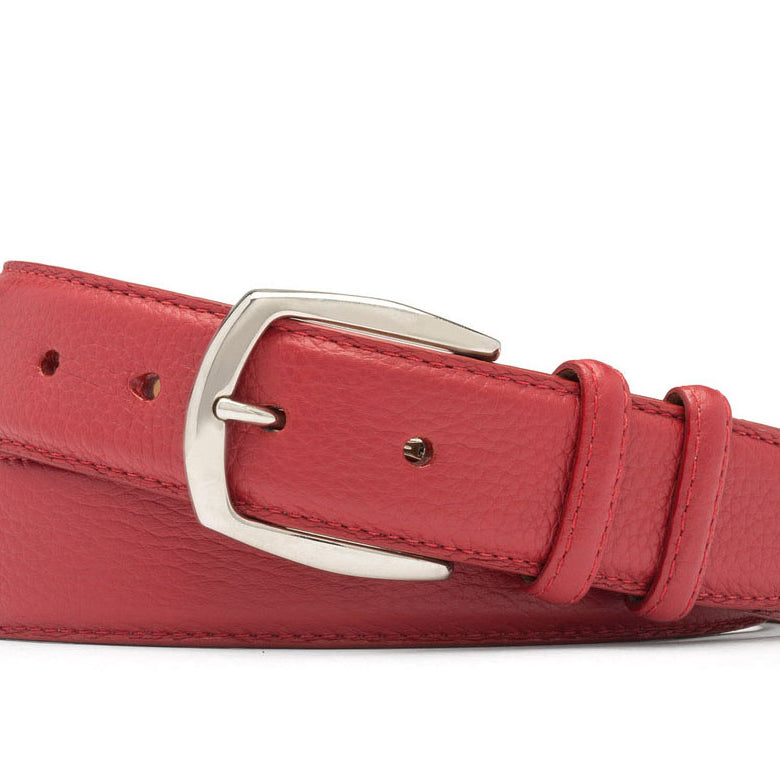 Pebbled Calf Belt with Nickel Buckle