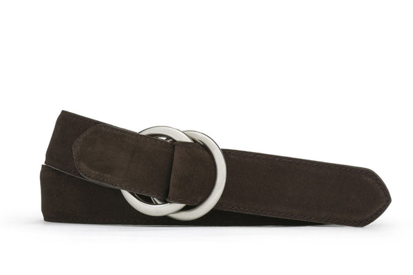 Suede Calf O-Ring Belt with Matte Nickel Rings â€” w.kleinberg