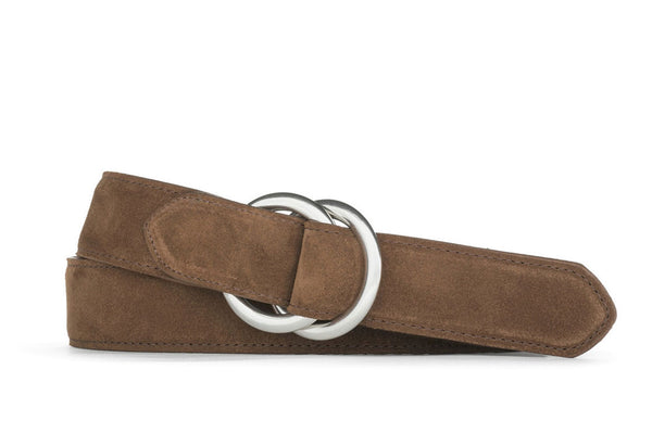 Suede Calf O-Ring Belt with Matte Nickel Rings â€” w.kleinberg