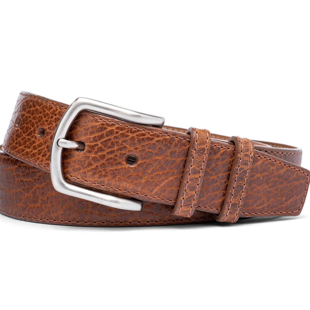 Tucson American Bison Belt with Nickel Buckle - Peanut