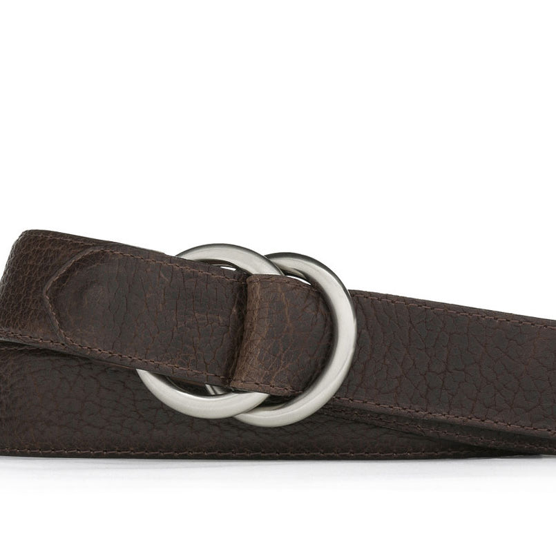 Tucson American Bison Belt with Brushed Nickel O-ring Buckles