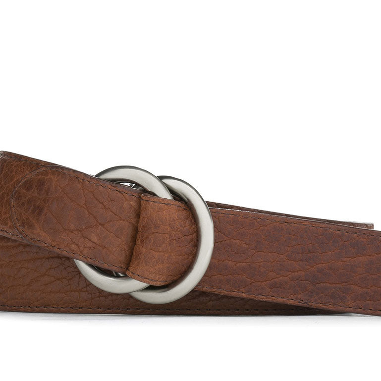 Tucson American Bison Belt with Brushed Nickel O-ring Buckles