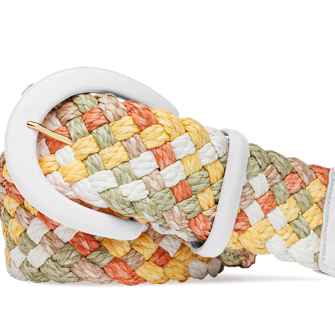 Wide Woven Straw Belt with Covered Buckle