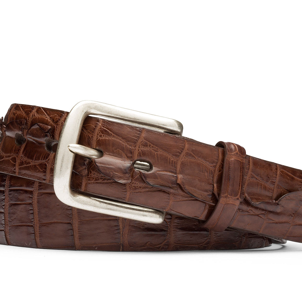 Hornback Alligator Tail Belt with Nickel Buckle
