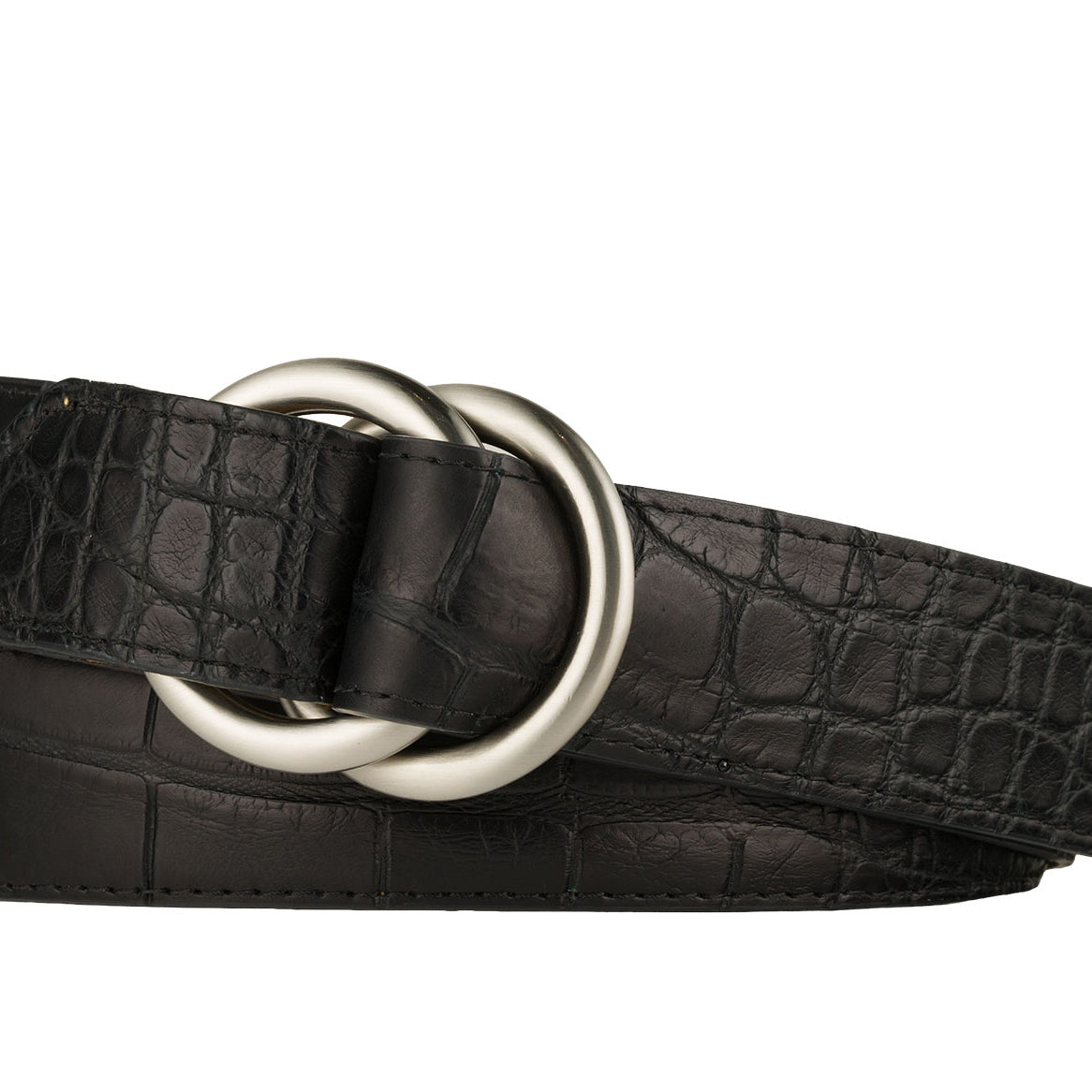 Matte Alligator Belt with O-ring Buckles