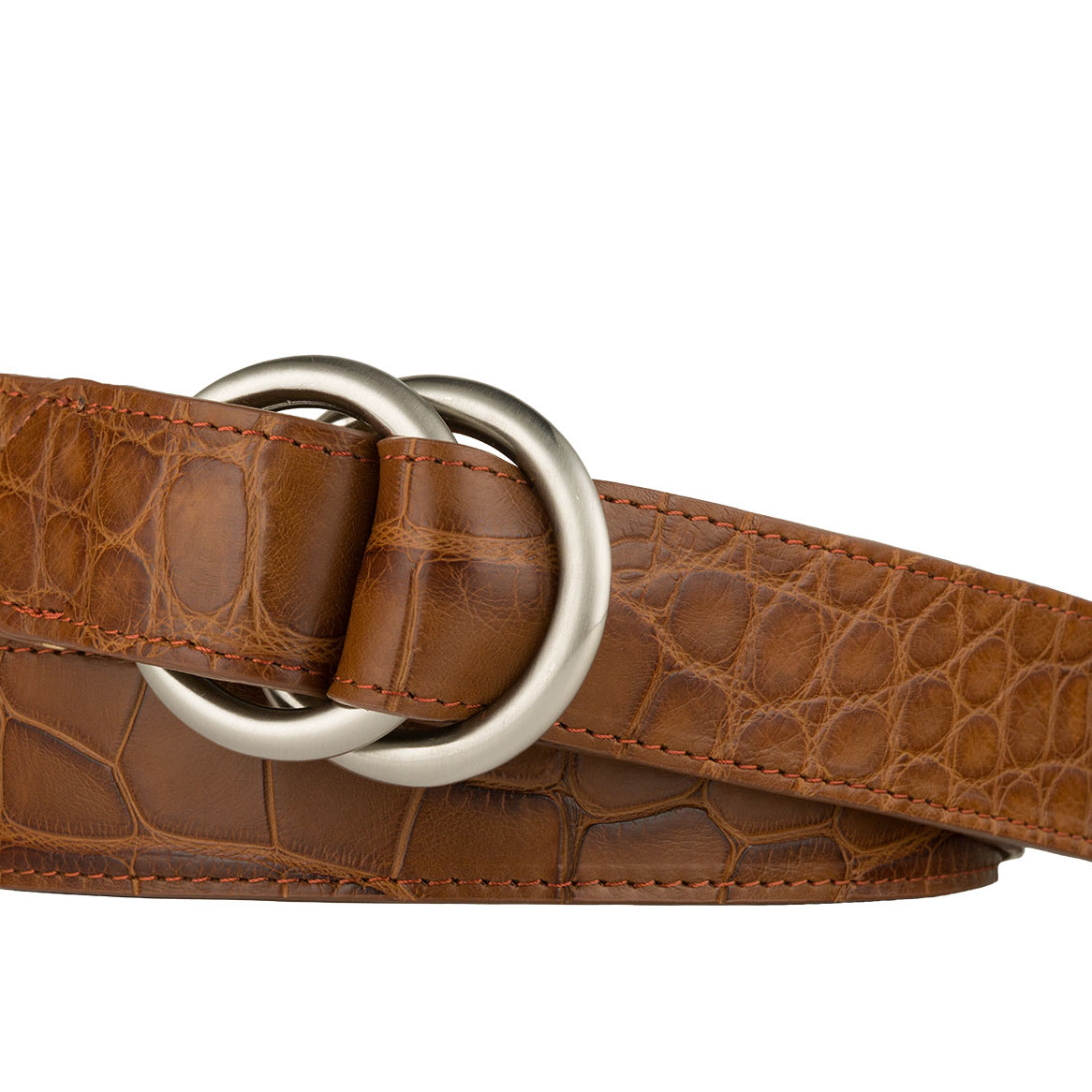 Matte Alligator Belt with O-ring Buckles