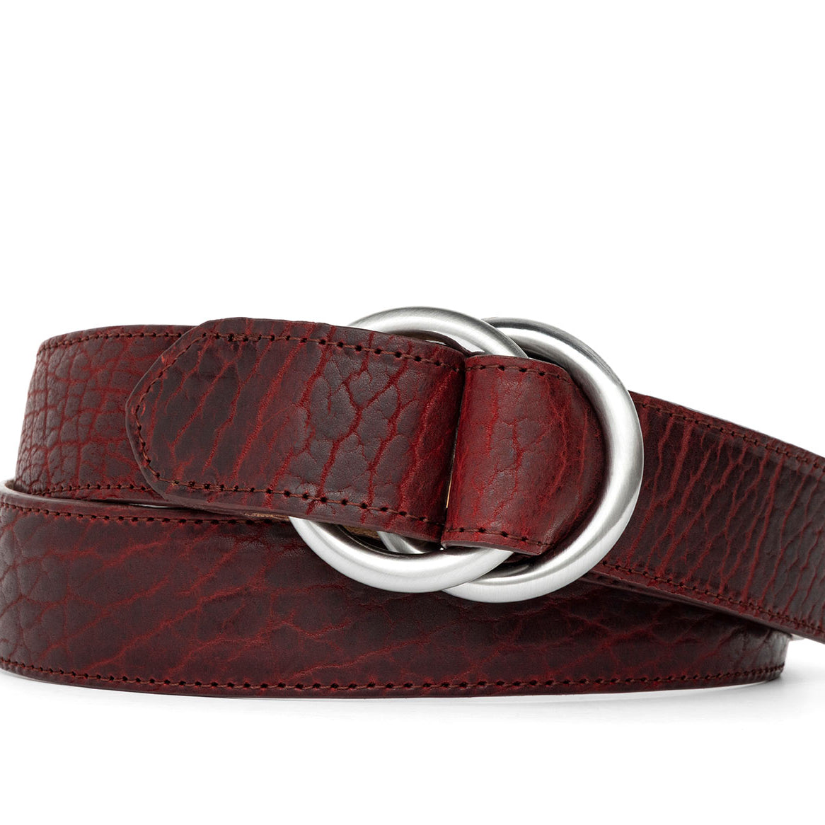 Tucson American Bison Belt with Brushed Nickel O-ring Buckles