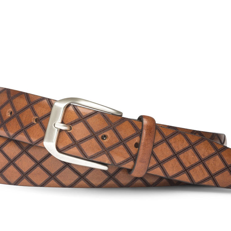 Italian Diamond Calf Belt with Brushed Nickel Buckle