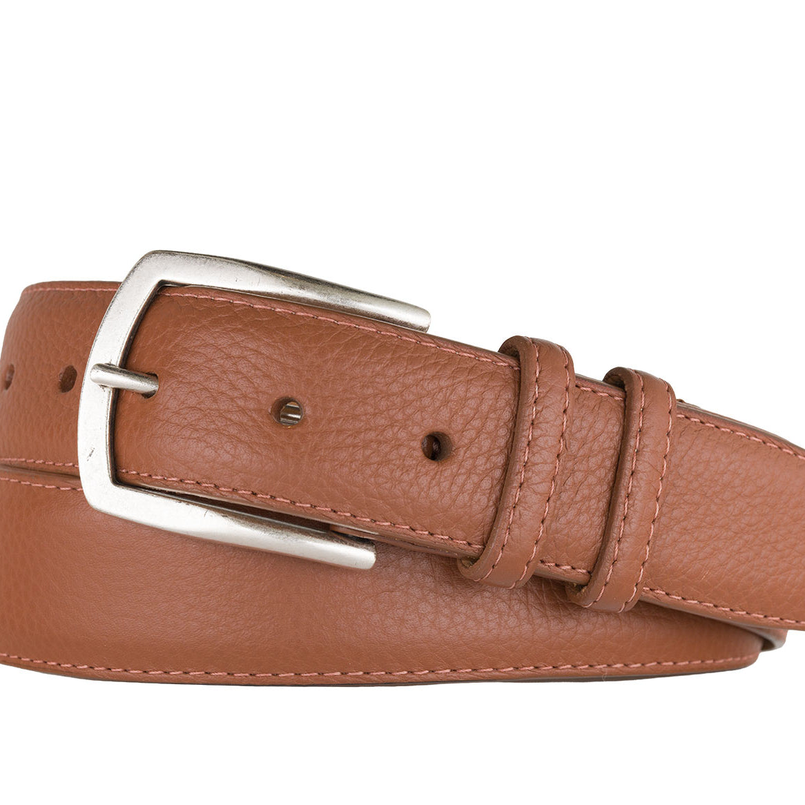 Pebbled Calf Belt with Nickel Buckle