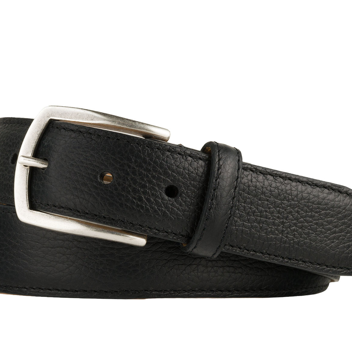 Pebbled Calf Belt with Nickel Buckle