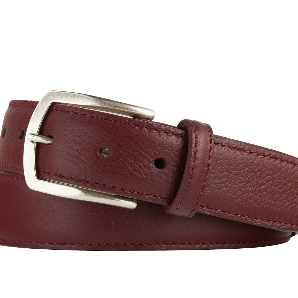 Pebbled Calf Belt with Nickel Buckle