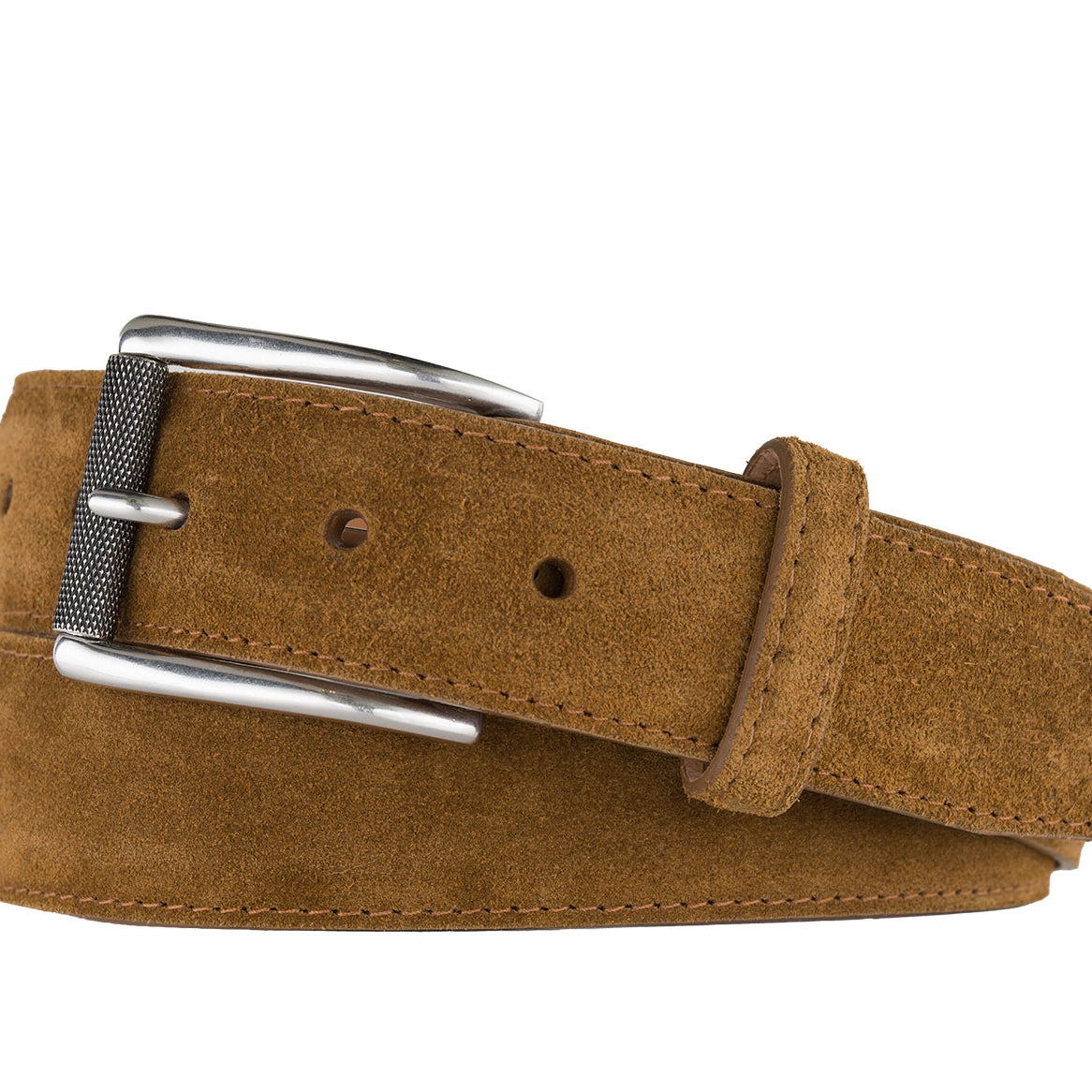 Suede Belt with Nickel Roller Buckle