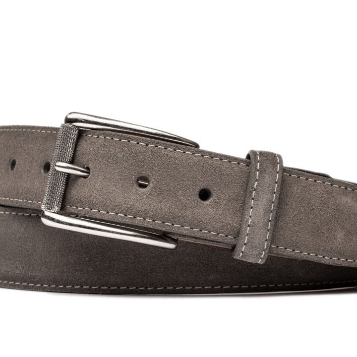 Suede Belt with Nickel Roller Buckle