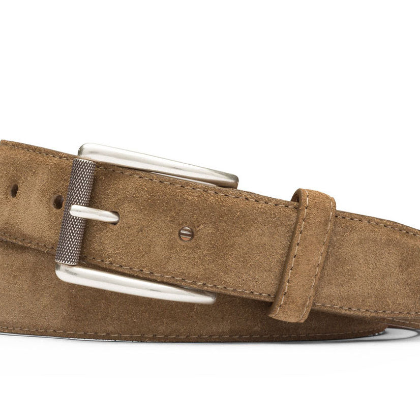 Suede Belt with Nickel Roller Buckle