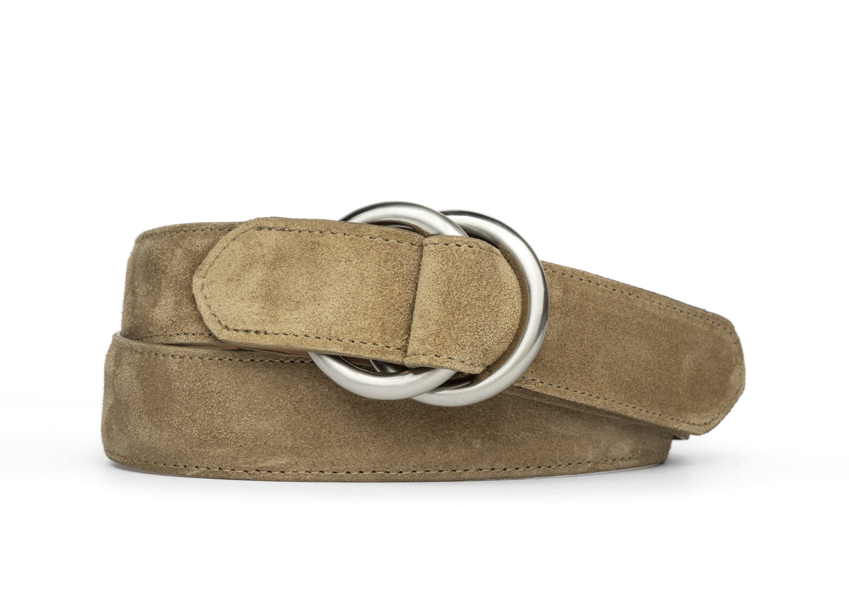 Suede Belt with O-ring Buckles - Tan