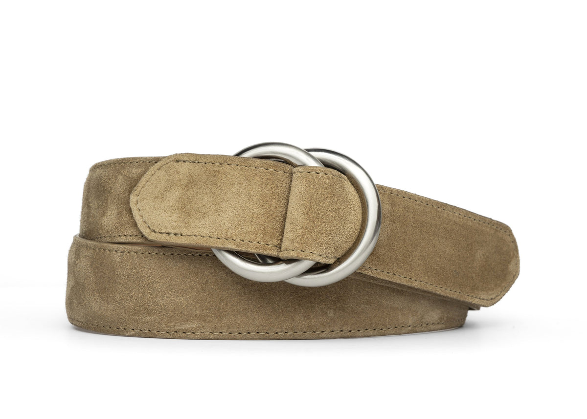 Suede Belt with O-ring Buckles - Tan