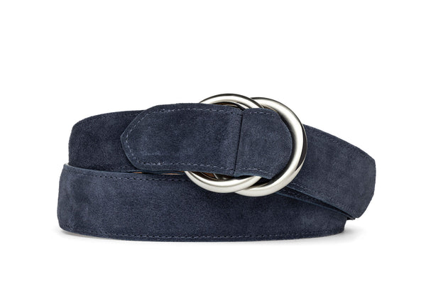 Suede Calf O-Ring Belt with Matte Nickel Rings â€” w.kleinberg
