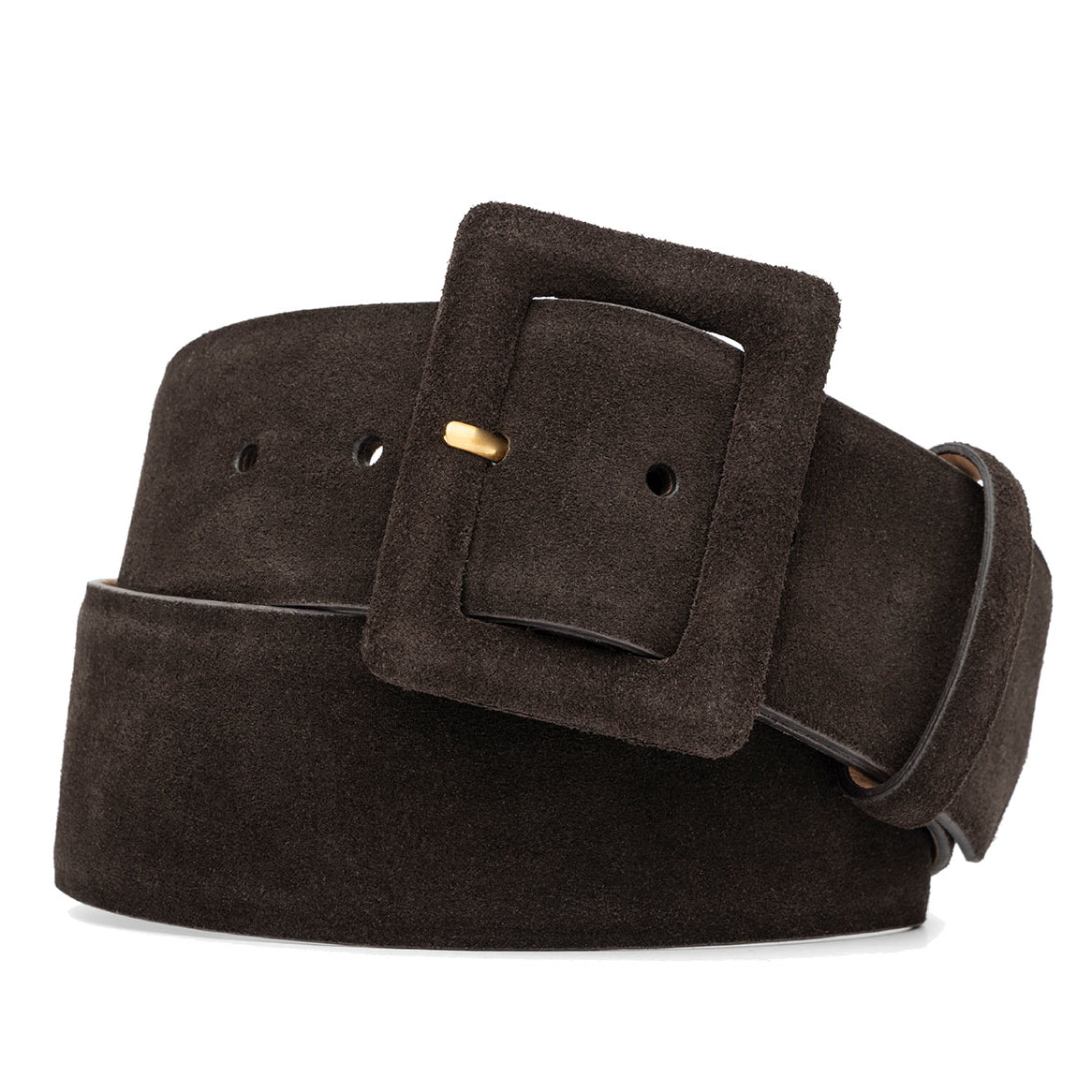 Suede Calf Belt with Covered Buckle