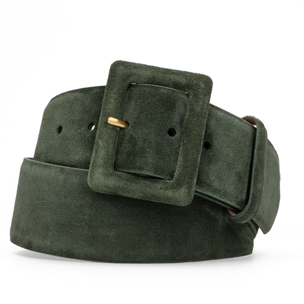 Suede Calf Belt with Covered Buckle