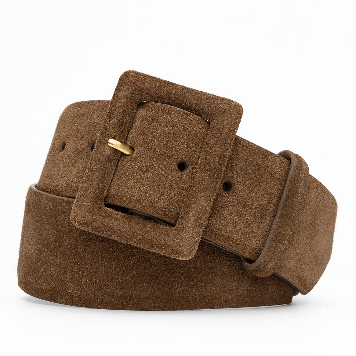 Suede Calf Belt with Covered Buckle